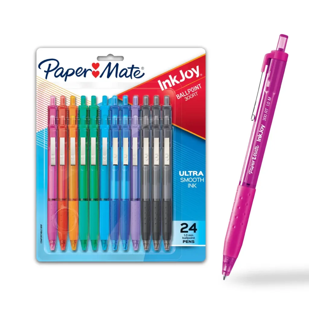 Paper Mate InkJoy 300RT Retractable Ballpoint Pens, Medium Point (1.0mm), 24 Count - Colorful Office Supplies, Writing, Journaling